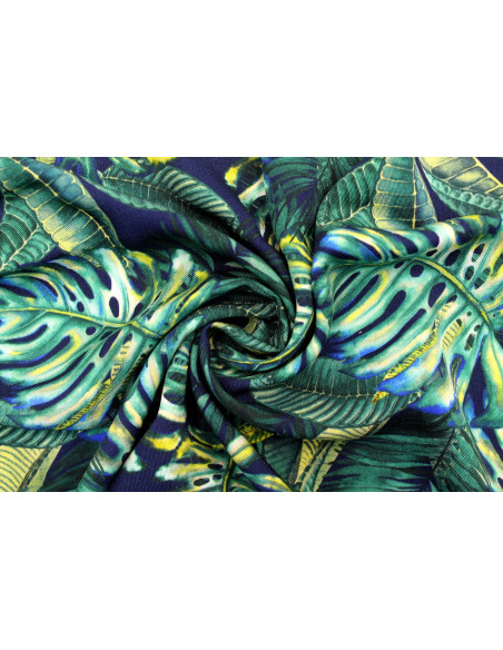 Tissu Gabardine Viscose Imprimé Fond Marine Palm Vert de Qualité, Tissu au mètre, Tissu pas cher - Alltissus.com