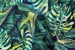 Tissu Gabardine Viscose Imprimé Fond Marine Palm Vert de Qualité, Tissu au mètre, Tissu pas cher - Alltissus.com 2