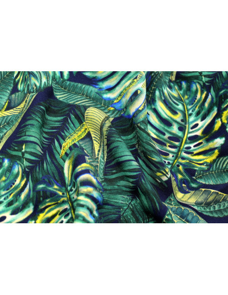 Tissu Gabardine Viscose Imprimé Fond Marine Palm Vert de Qualité, Tissu au mètre, Tissu pas cher - Alltissus.com