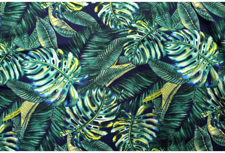 Tissu Gabardine Viscose Imprimé Fond Marine Palm Vert de Qualité, Tissu au mètre, Tissu pas cher - Alltissus.com
