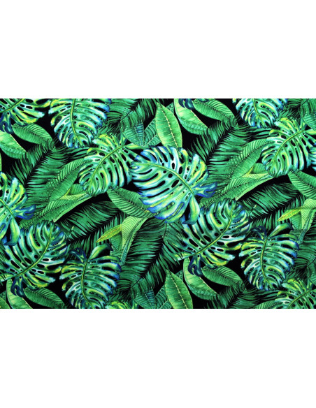 Tissu Gabardine Viscose Imprimé Fond Noir Palm Vert de Qualité, Tissu au mètre, Tissu pas cher - Alltissus.com