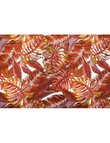 Tissu Gabardine Viscose Imprimé Fond Blanc Palm Choco de Qualité, Tissu au mètre, Tissu pas cher - Alltissus.com