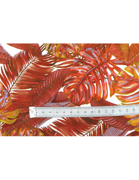 Tissu Gabardine Viscose Imprimé Fond Blanc Palm Choco de Qualité, Tissu au mètre, Tissu pas cher - Alltissus.com