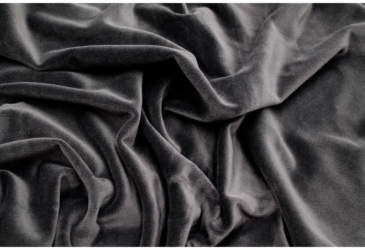 Tissu Velours Ras Extensible Uni Gris foncé de Qualité, Tissu Au Mètre, Tissu pas cher - Alltissus.com