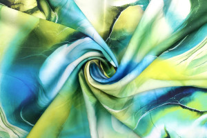 Tissu Satin Touché Soie imprimé Cosmo Vert de Qualité, Tissu au mètre, Tissu pas cher - Alltissus.com