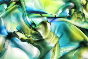 Tissu Satin Touché Soie imprimé Cosmo Vert de Qualité, Tissu au mètre, Tissu pas cher - Alltissus.com 2