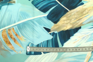 Tissu Satin Touché Soie imprimé Palma Bleu de Qualité, Tissu au mètre, Tissu pas cher - Alltissus.com 2