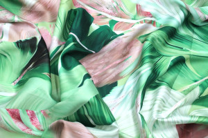 Tissu Satin Touché Soie imprimé Palma Vert de Qualité, Tissu au mètre, Tissu pas cher - Alltissus.com 2