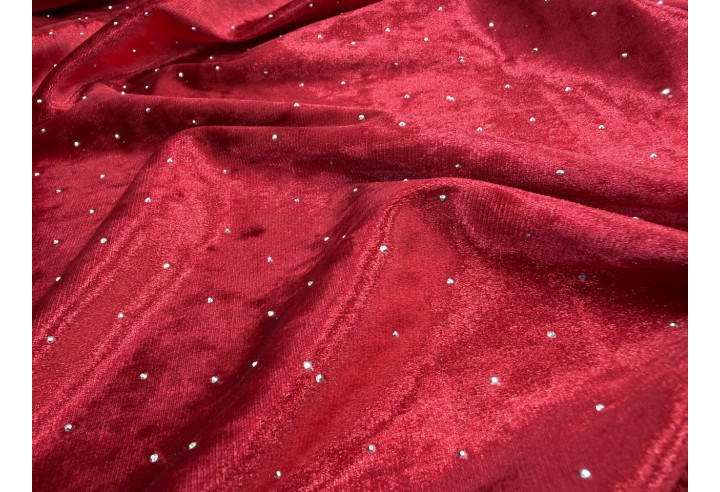 Tissu Velours Glacé Extensible Rouge petit pois Argenté de Qualité, Tissu au mètres, Tissu pas cher - Alltissus.com