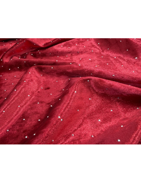 Tissu Velours Glacé Extensible Rouge petit pois Argenté de Qualité, Tissu au mètres, Tissu pas cher - Alltissus.com