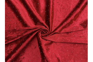 Tissu Velours Glacé Extensible Rouge petit pois Argenté de Qualité, Tissu au mètres, Tissu pas cher - Alltissus.com