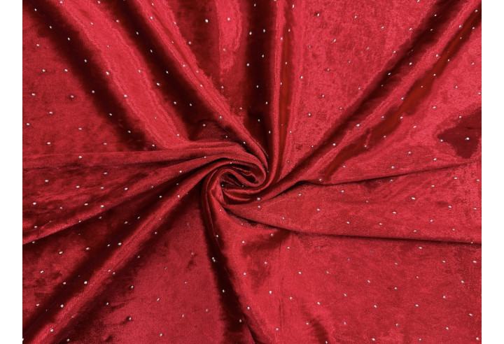 Tissu Velours Glacé Extensible Rouge petit pois Argenté de Qualité, Tissu au mètres, Tissu pas cher - Alltissus.com