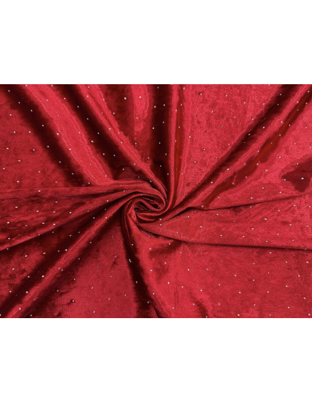 Tissu Velours Glacé Extensible Rouge petit pois Argenté de Qualité, Tissu au mètres, Tissu pas cher - Alltissus.com