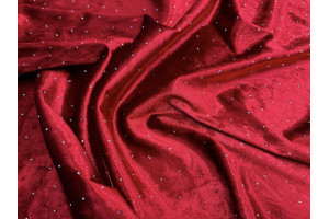 Tissu Velours Glacé Extensible Rouge petit pois Argenté de Qualité, Tissu au mètres, Tissu pas cher - Alltissus.com 2