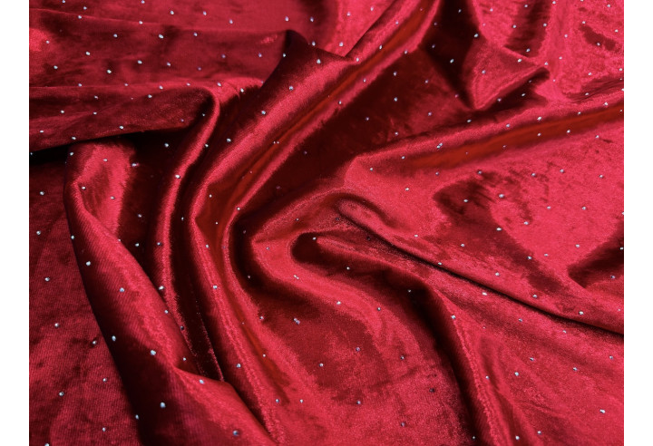 Tissu Velours Glacé Extensible Rouge petit pois Argenté de Qualité, Tissu au mètres, Tissu pas cher - Alltissus.com