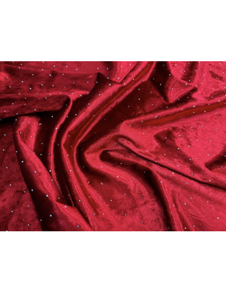 Tissu Velours Glacé Extensible Rouge petit pois Argenté de Qualité, Tissu au mètres, Tissu pas cher - Alltissus.com