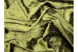 Tissu Velours Glacé Extensible Vert Olive petit pois Argenté de Qualité, Tissu au mètres, Tissu pas cher - Alltissus.com 2