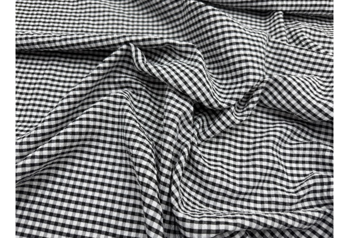 Tissu Seersucker Polycoton carreaux Noir de Qualité, Tissu au mètre, Tissu pas cher - Alltissus.com