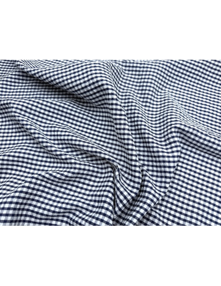 Tissu Seersucker Polycoton carreaux Marine de Qualité, Tissu au mètre, Tissu pas cher - Alltissus.com