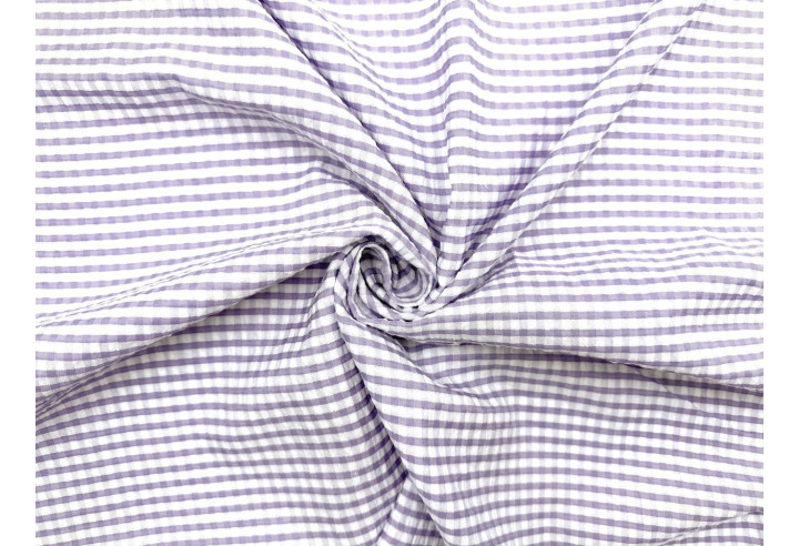 Tissu Seersucker Polycoton carreaux Lilas de Qualité, Tissu au mètre, Tissu pas cher - Alltissus.com