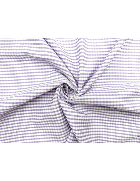 Tissu Seersucker Polycoton carreaux Lilas de Qualité, Tissu au mètre, Tissu pas cher - Alltissus.com