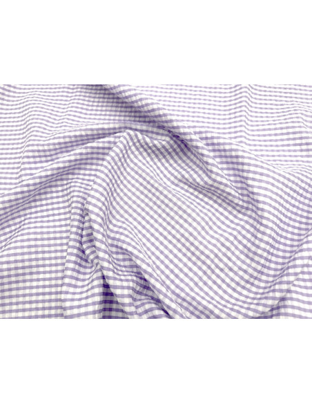 Tissu Seersucker Polycoton carreaux Lilas de Qualité, Tissu au mètre, Tissu pas cher - Alltissus.com