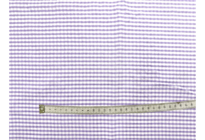 Tissu Seersucker Polycoton carreaux Lilas de Qualité, Tissu au mètre, Tissu pas cher - Alltissus.com