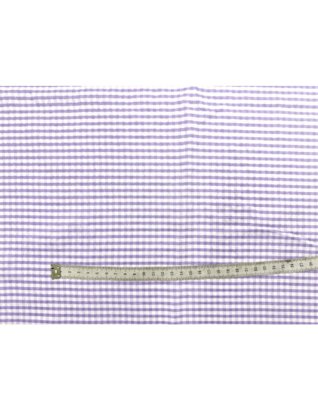 Tissu Seersucker Polycoton carreaux Lilas de Qualité, Tissu au mètre, Tissu pas cher - Alltissus.com