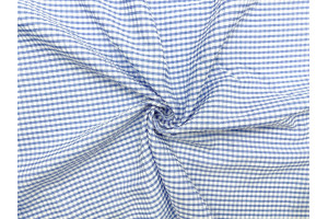 Tissu Seersucker Polycoton carreaux Bleu de Qualité, Tissu au mètre, Tissu pas cher - Alltissus.com