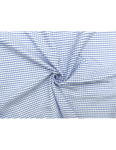 Tissu Seersucker Polycoton carreaux Bleu de Qualité, Tissu au mètre, Tissu pas cher - Alltissus.com