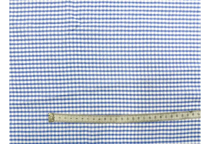 Tissu Seersucker Polycoton carreaux Bleu de Qualité, Tissu au mètre, Tissu pas cher - Alltissus.com