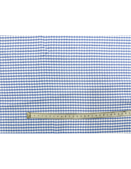Tissu Seersucker Polycoton carreaux Bleu de Qualité, Tissu au mètre, Tissu pas cher - Alltissus.com