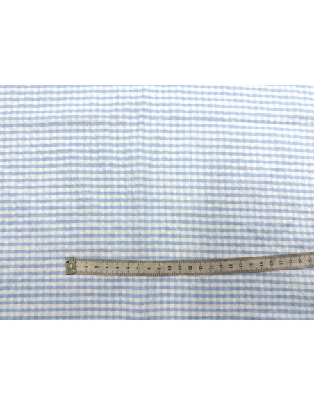 Tissu Seersucker Polycoton carreaux Bleu Ciel de Qualité, Tissu au mètre, Tissu pas cher - Alltissus.com