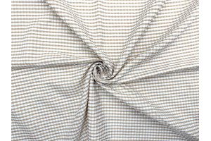 Tissu Seersucker Polycoton carreaux Beige de Qualité, Tissu au mètre, Tissu pas cher - Alltissus.com