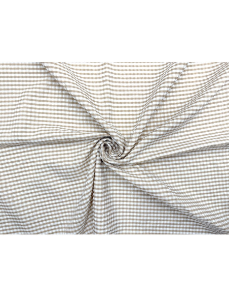 Tissu Seersucker Polycoton carreaux Beige de Qualité, Tissu au mètre, Tissu pas cher - Alltissus.com