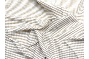 Tissu Seersucker Polycoton carreaux Beige de Qualité, Tissu au mètre, Tissu pas cher - Alltissus.com 2