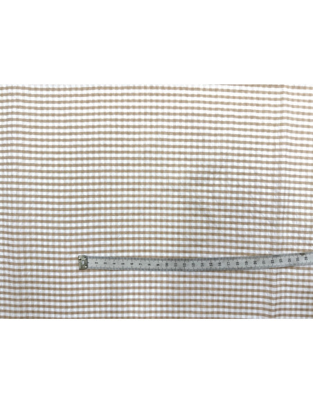 Tissu Seersucker Polycoton carreaux Beige de Qualité, Tissu au mètre, Tissu pas cher - Alltissus.com
