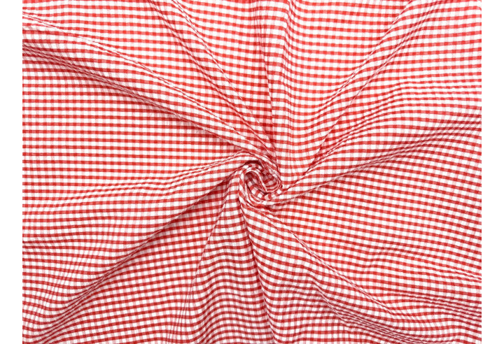 Tissu Seersucker Polycoton carreaux Orange de Qualité, Tissu au mètre, Tissu pas cher - Alltissus.com