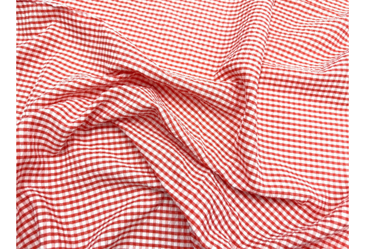 Tissu Seersucker Polycoton carreaux Orange de Qualité, Tissu au mètre, Tissu pas cher - Alltissus.com