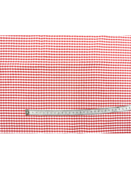 Tissu Seersucker Polycoton carreaux Orange de Qualité, Tissu au mètre, Tissu pas cher - Alltissus.com