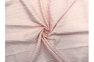 Tissu Seersucker Polycoton carreaux Corail de Qualité, Tissu au mètre, Tissu pas cher - Alltissus.com