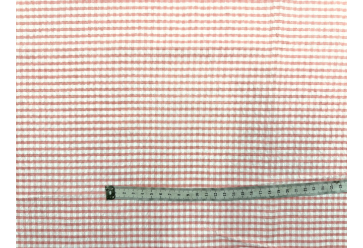 Tissu Seersucker Polycoton carreaux Corail de Qualité, Tissu au mètre, Tissu pas cher - Alltissus.com