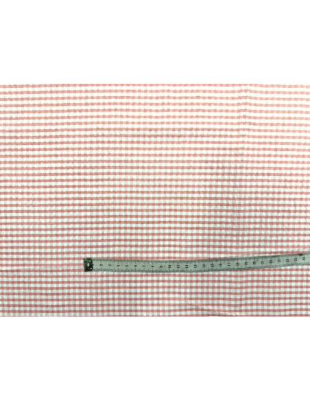 Tissu Seersucker Polycoton carreaux Corail de Qualité, Tissu au mètre, Tissu pas cher - Alltissus.com