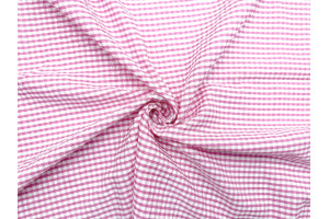 Tissu Seersucker Polycoton carreaux Fuchsia de Qualité, Tissu au mètre, Tissu pas cher - Alltissus.com