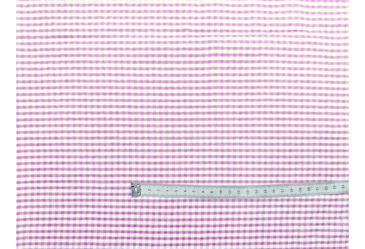 Tissu Seersucker Polycoton carreaux Fuchsia de Qualité, Tissu au mètre, Tissu pas cher - Alltissus.com
