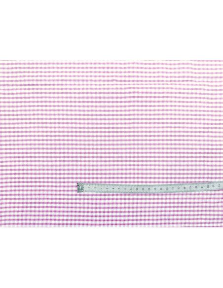Tissu Seersucker Polycoton carreaux Fuchsia de Qualité, Tissu au mètre, Tissu pas cher - Alltissus.com