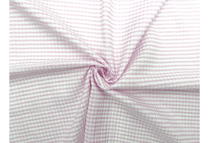 Tissu Seersucker Polycoton carreaux Rose clair de Qualité, Tissu au mètre, Tissu pas cher - Alltissus.com