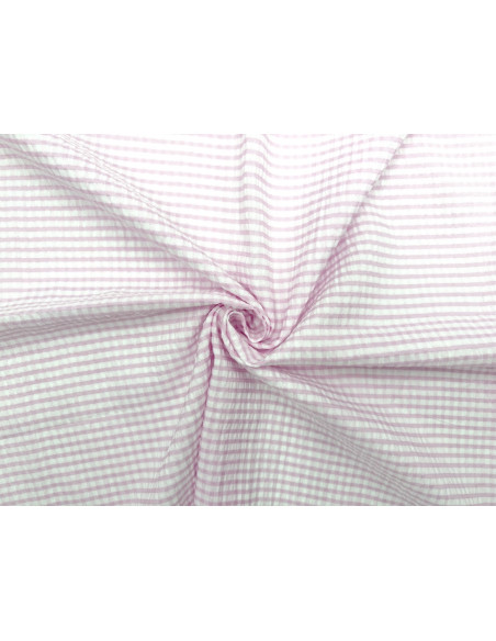 Tissu Seersucker Polycoton carreaux Rose clair de Qualité, Tissu au mètre, Tissu pas cher - Alltissus.com