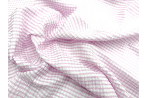Tissu Seersucker Polycoton carreaux Rose clair de Qualité, Tissu au mètre, Tissu pas cher - Alltissus.com 2