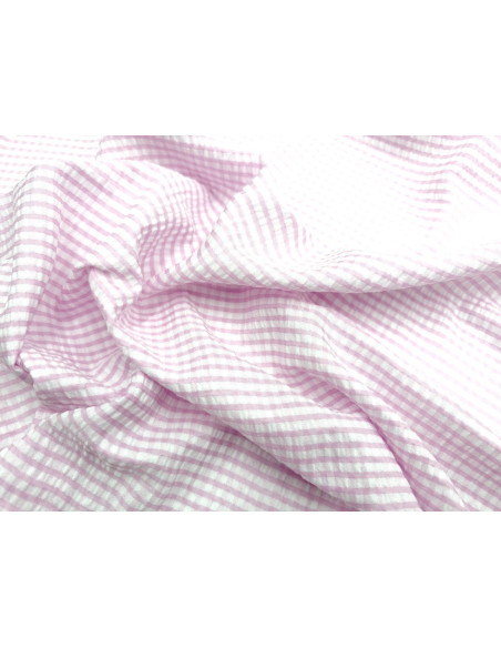Tissu Seersucker Polycoton carreaux Rose clair de Qualité, Tissu au mètre, Tissu pas cher - Alltissus.com
